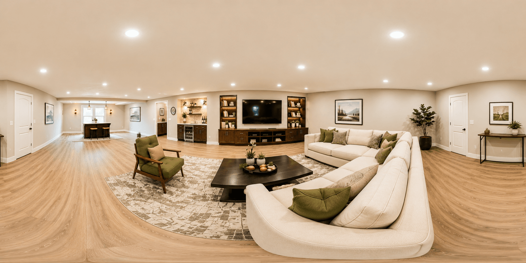Panoramic finished basement concept preview