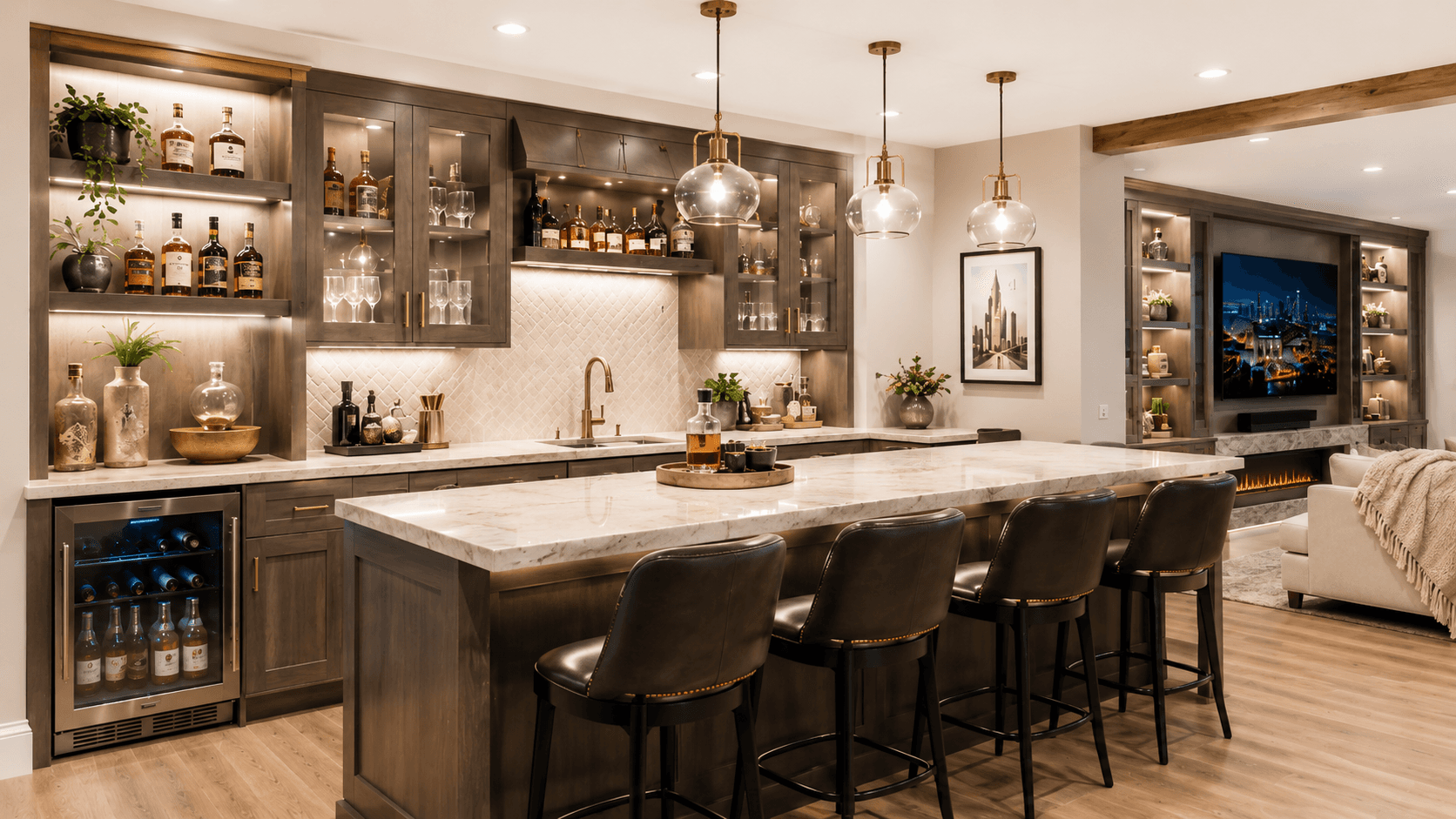 Basement bar concept for the fictional Mercer remodel